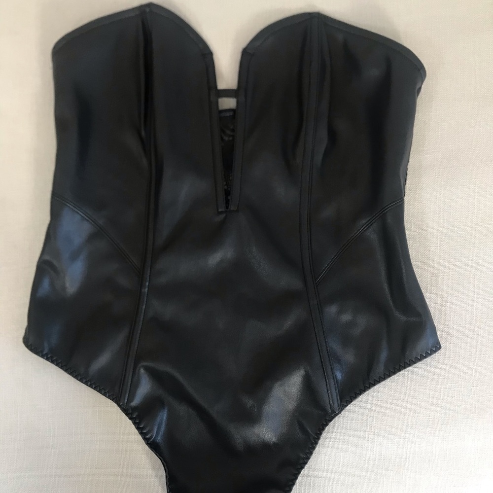 Bodysuit black faux leather